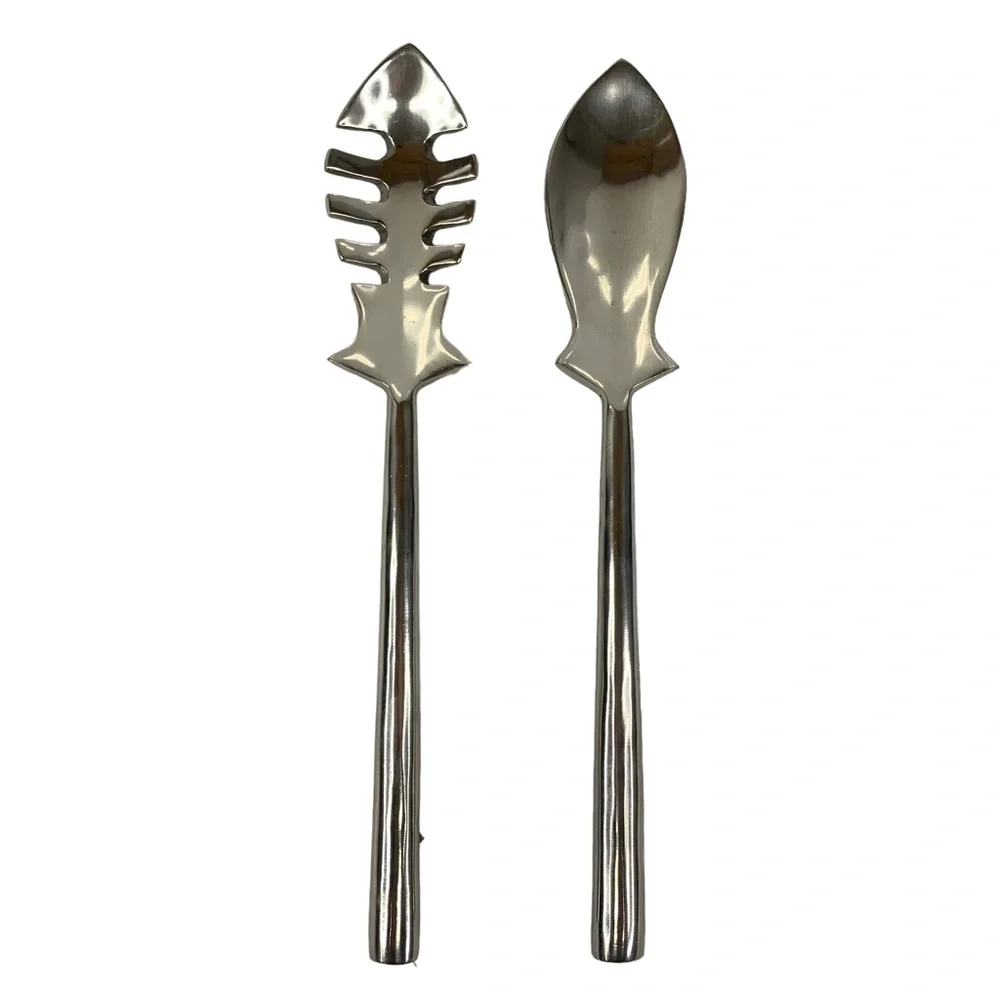 Serving Fork & Spoon Set Ihi Made In India Vintage 14”